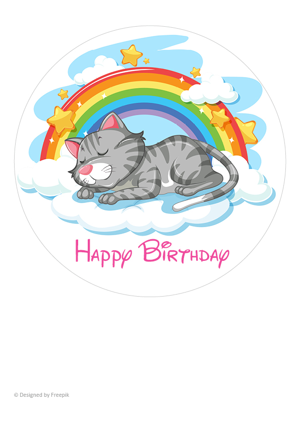 Tortenaufleger Katze "Happy Birthday"