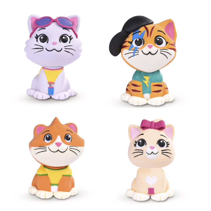 Katzen-Figuren-Set 4-teilig – Tortendeko für Katzenfans