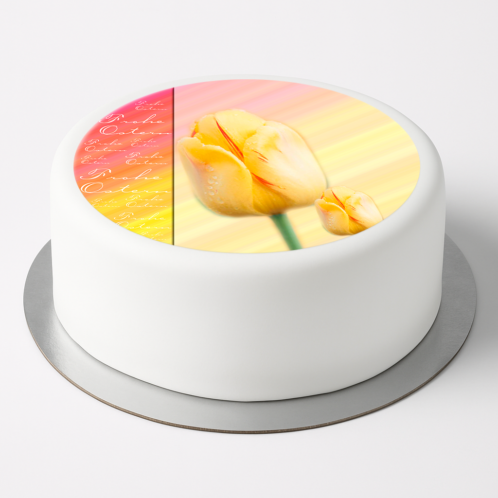 🌷 Oblate Deluxe Tortenaufleger Frohe Ostern – Tulpenmotiv