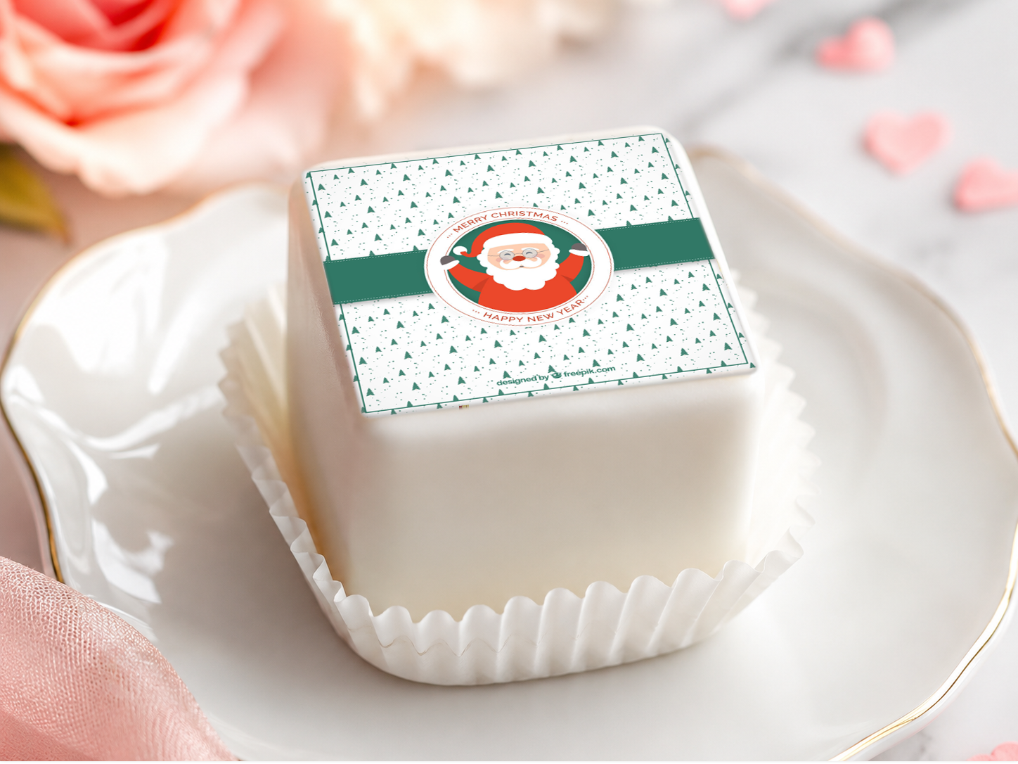 Petit Four Aufleger Santa Weihnachtsmann – 20 Stück 4 × 4 cm