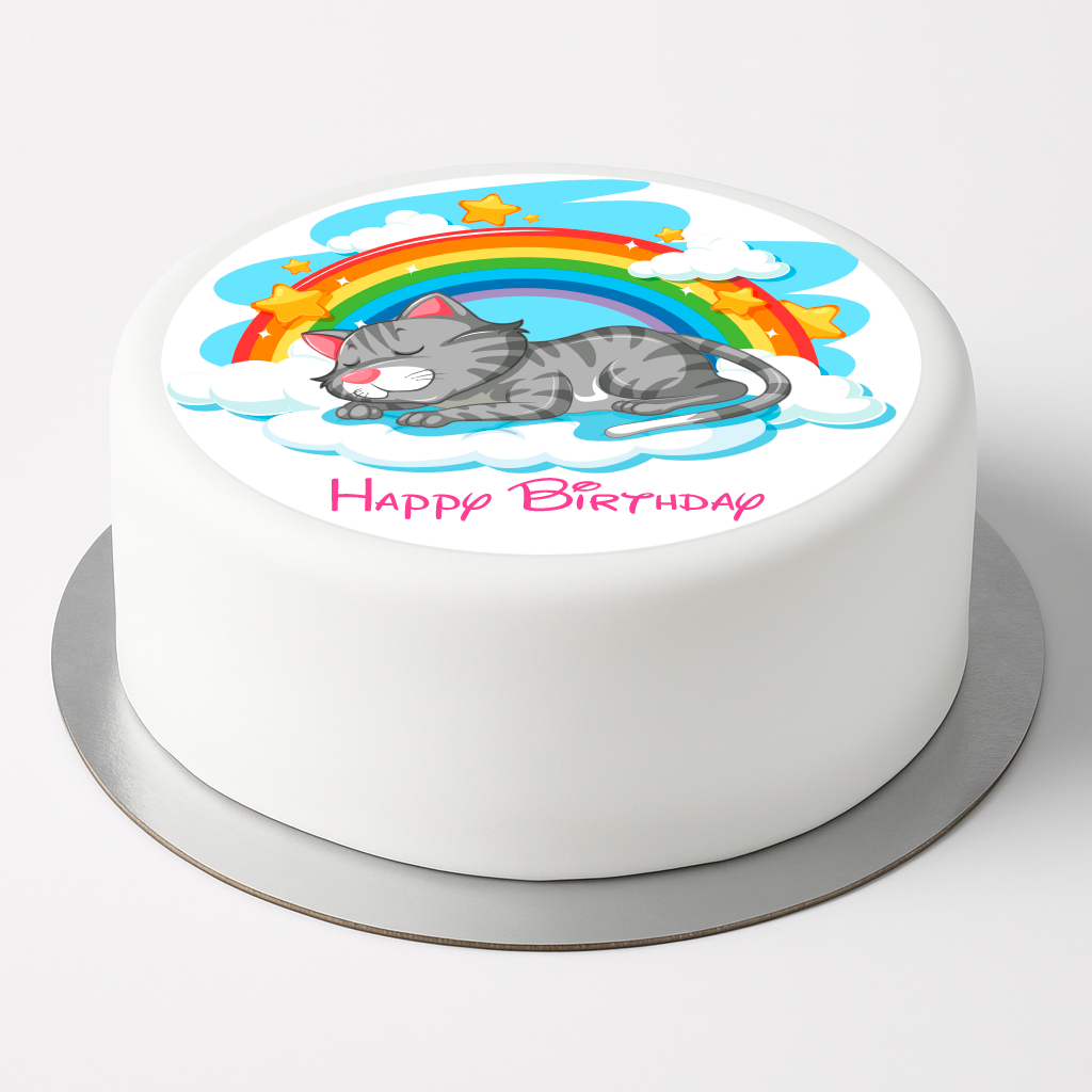 Tortenaufleger Katze "Happy Birthday"