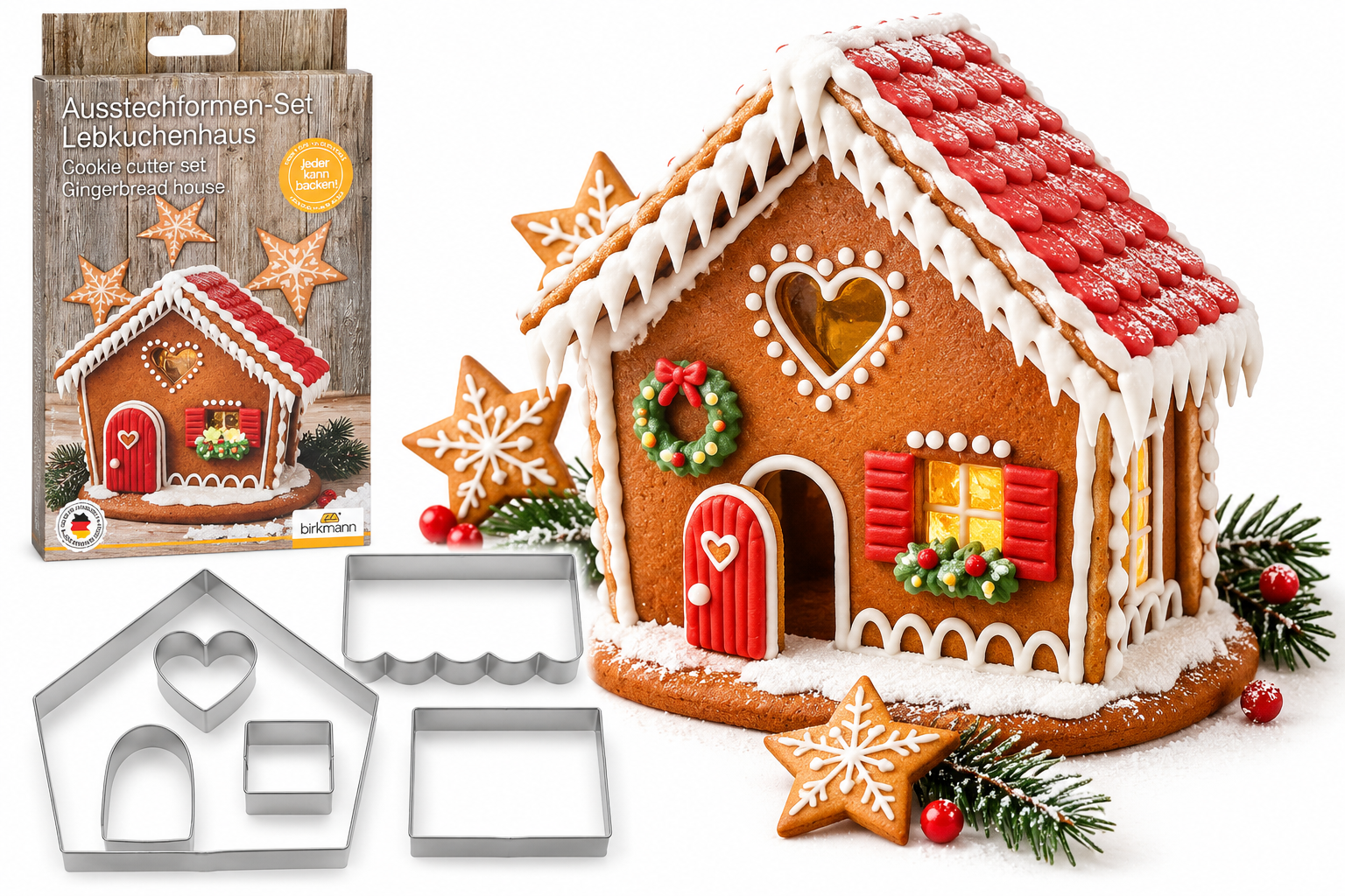 AUSSTECHFORMEN-SET LEBKUCHENHAUS EDELSTAHL | 6-TEILIG AUSSTECHFORMEN