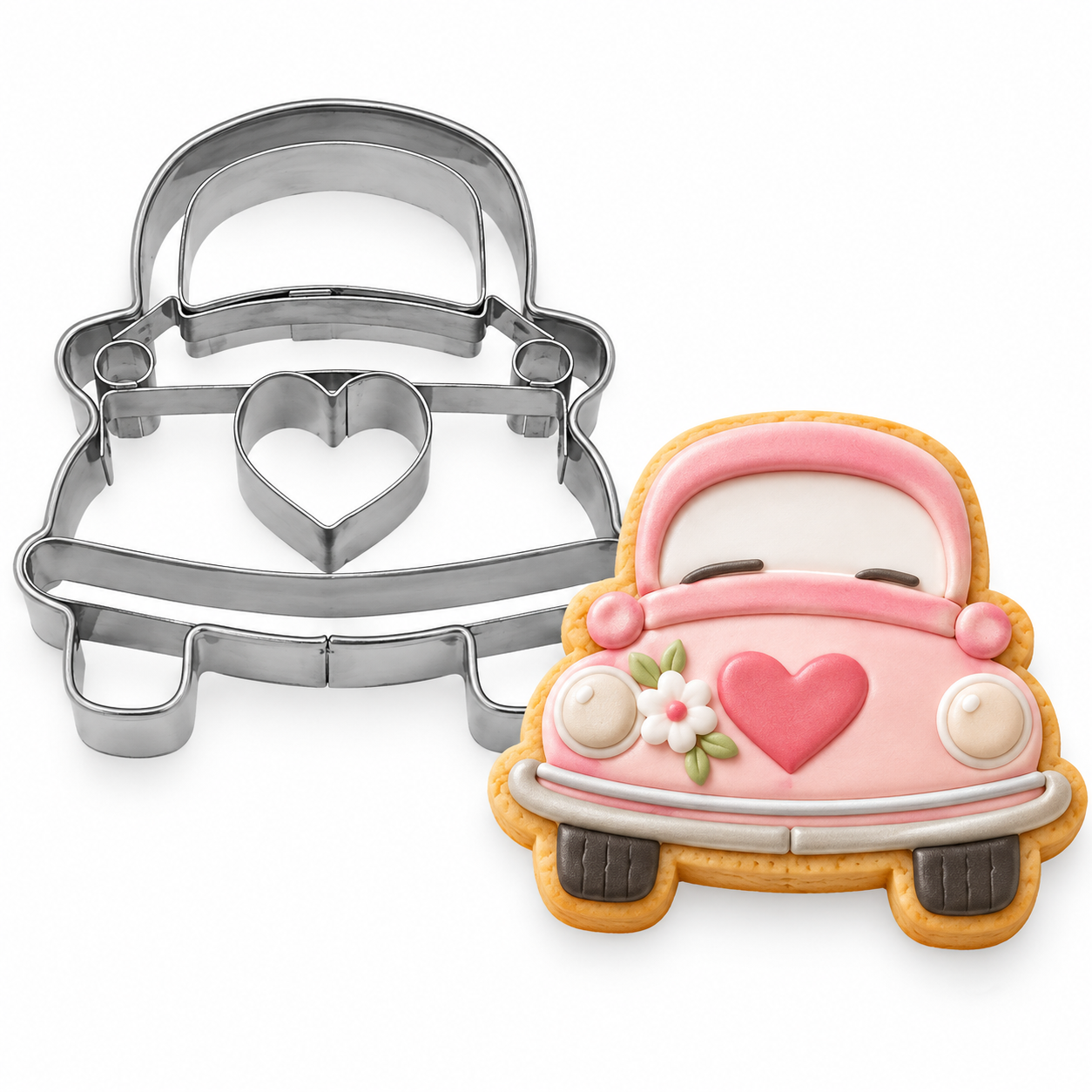 Ausstecher Hochzeitsauto 6 cm – Edelstahl mit Innenprägung