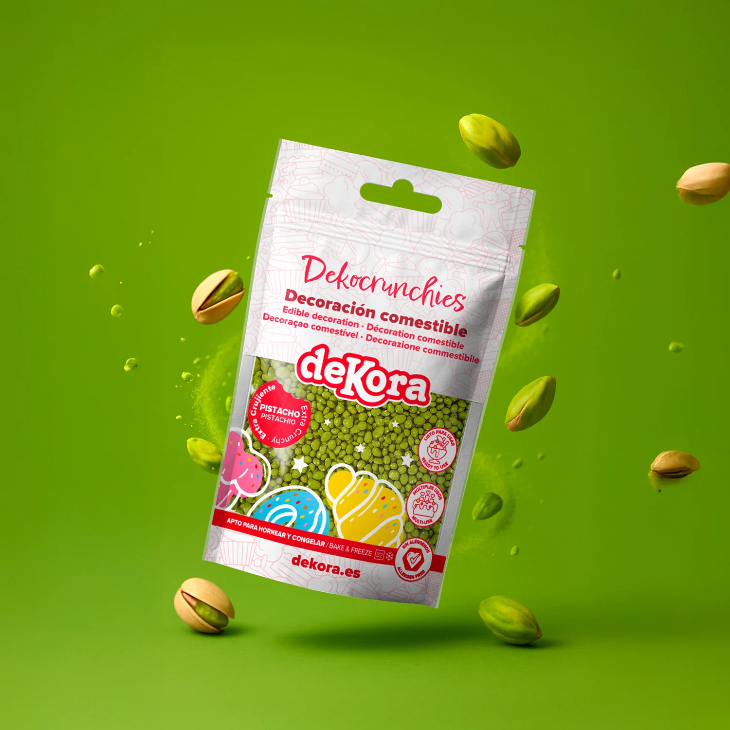DekoCrunchies Pistazie 100 g – Knusprige Zuckerdekoration mit Pistaziengeschmack für Torten, Cupcakes & Desserts