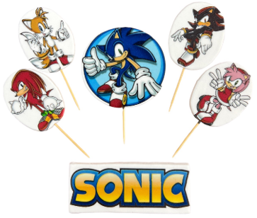 Sonic 2D Zuckerdekoration – Essbare Tortendeko zum Einstecken