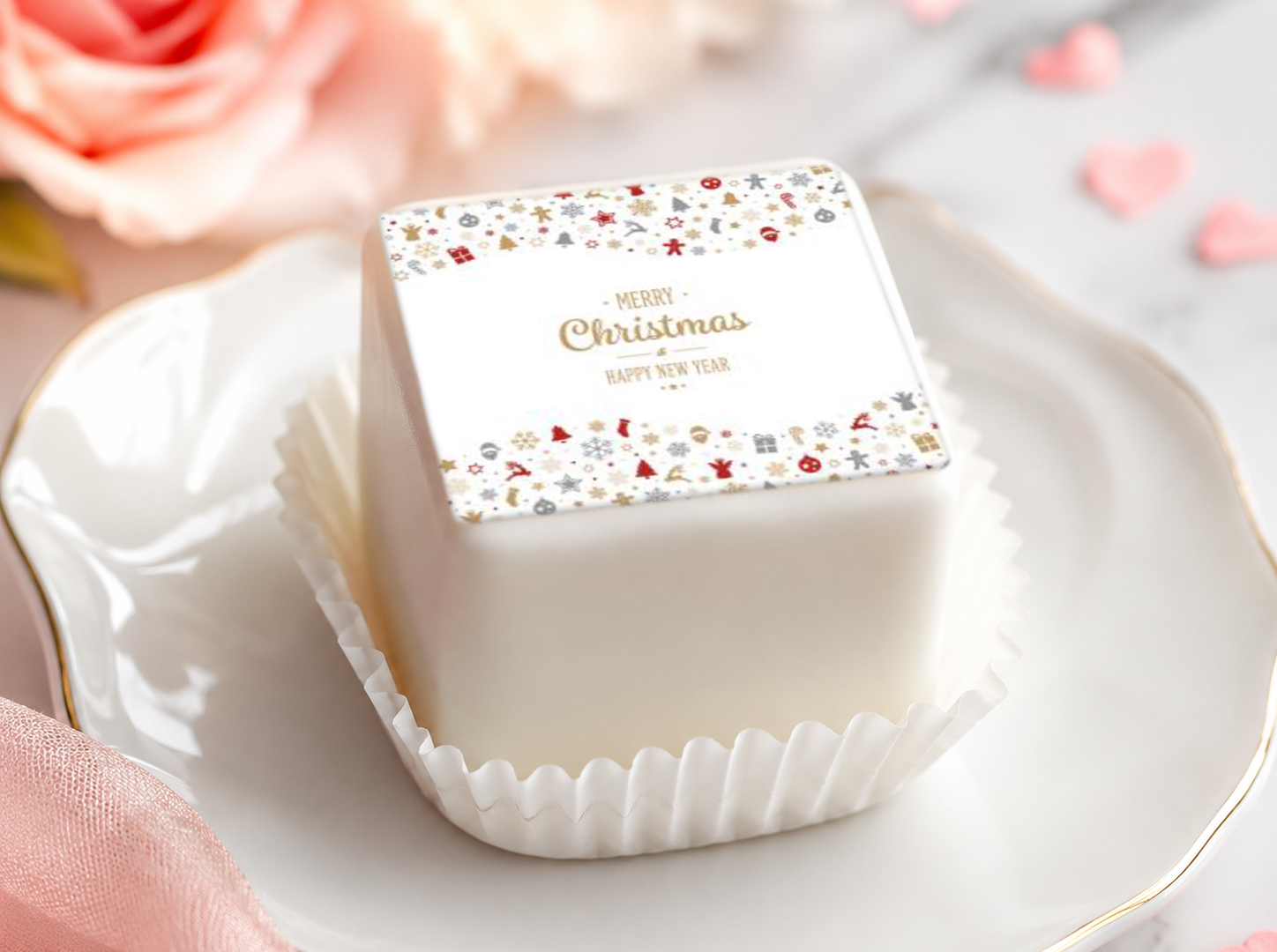 Petit Four & Punschkrapfen Aufleger Weihnachten – 35 essbare Aufleg
