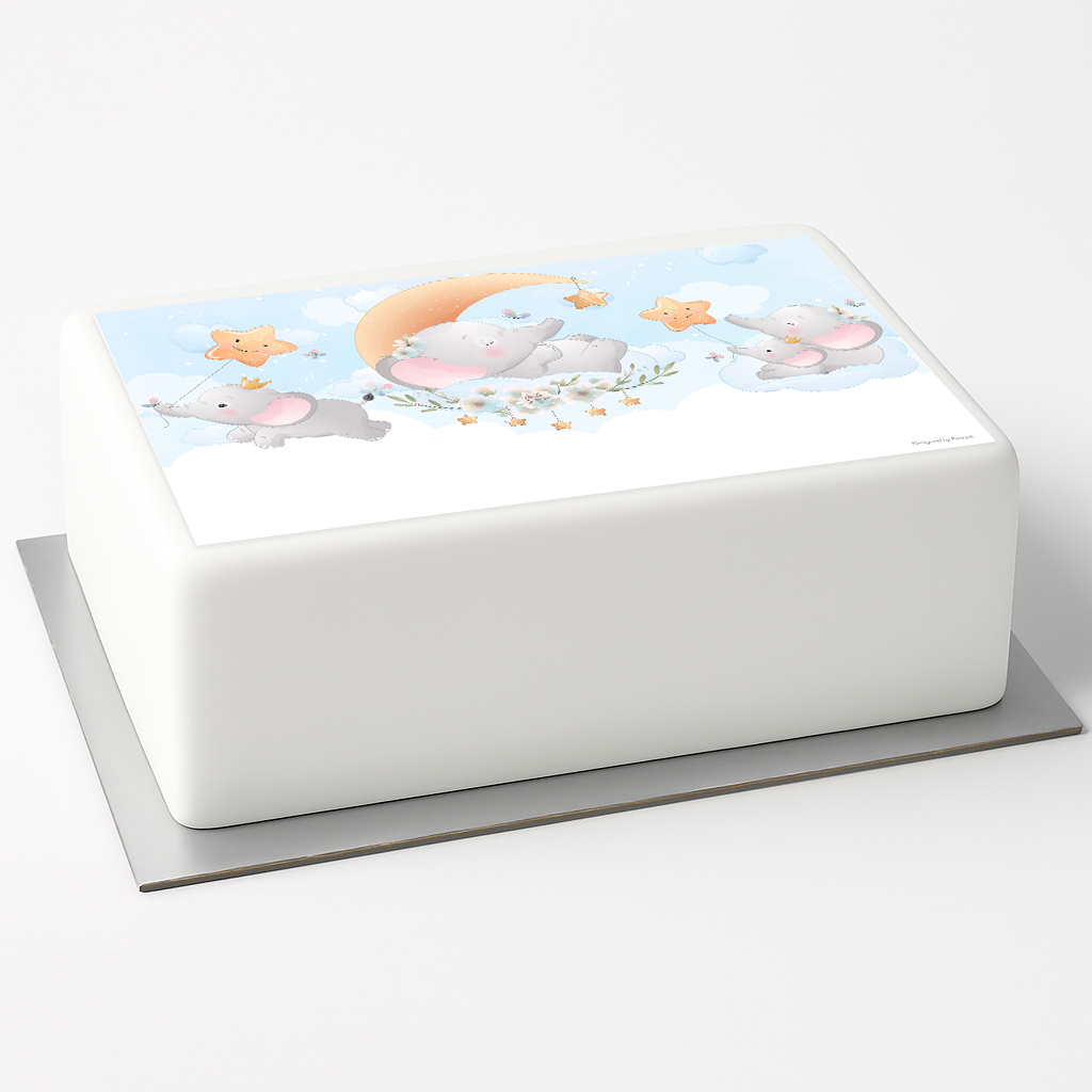 Tortenaufleger Baby Elefanten blau