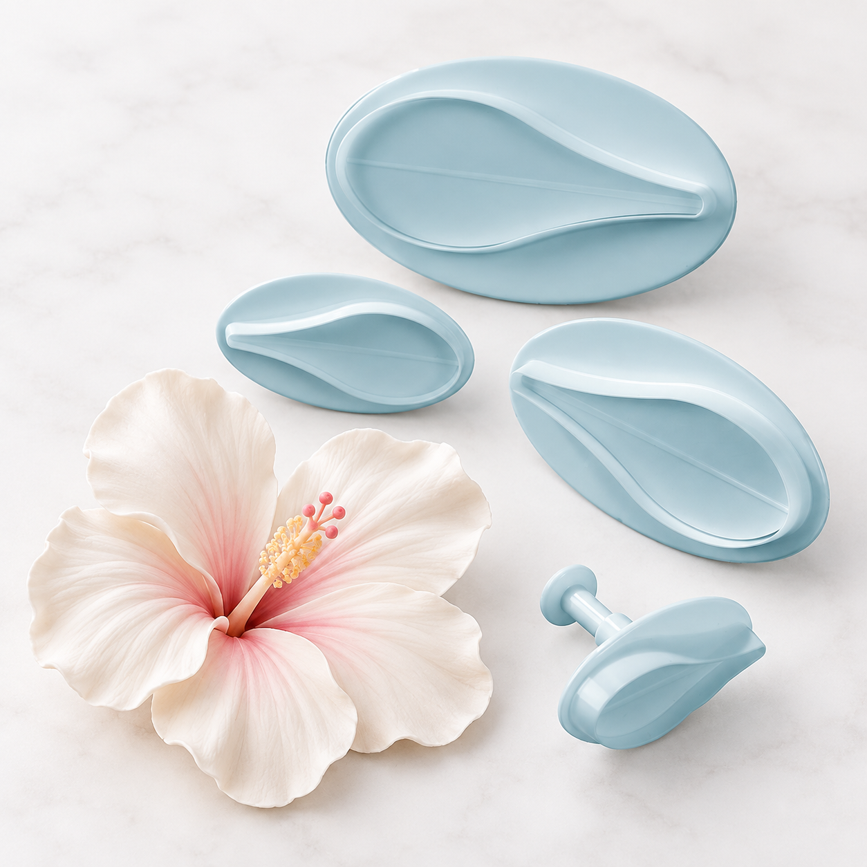 Hibiskus Blumenausstecher 4er Set – Blütenausstecher für Blütenpaste & Fondant