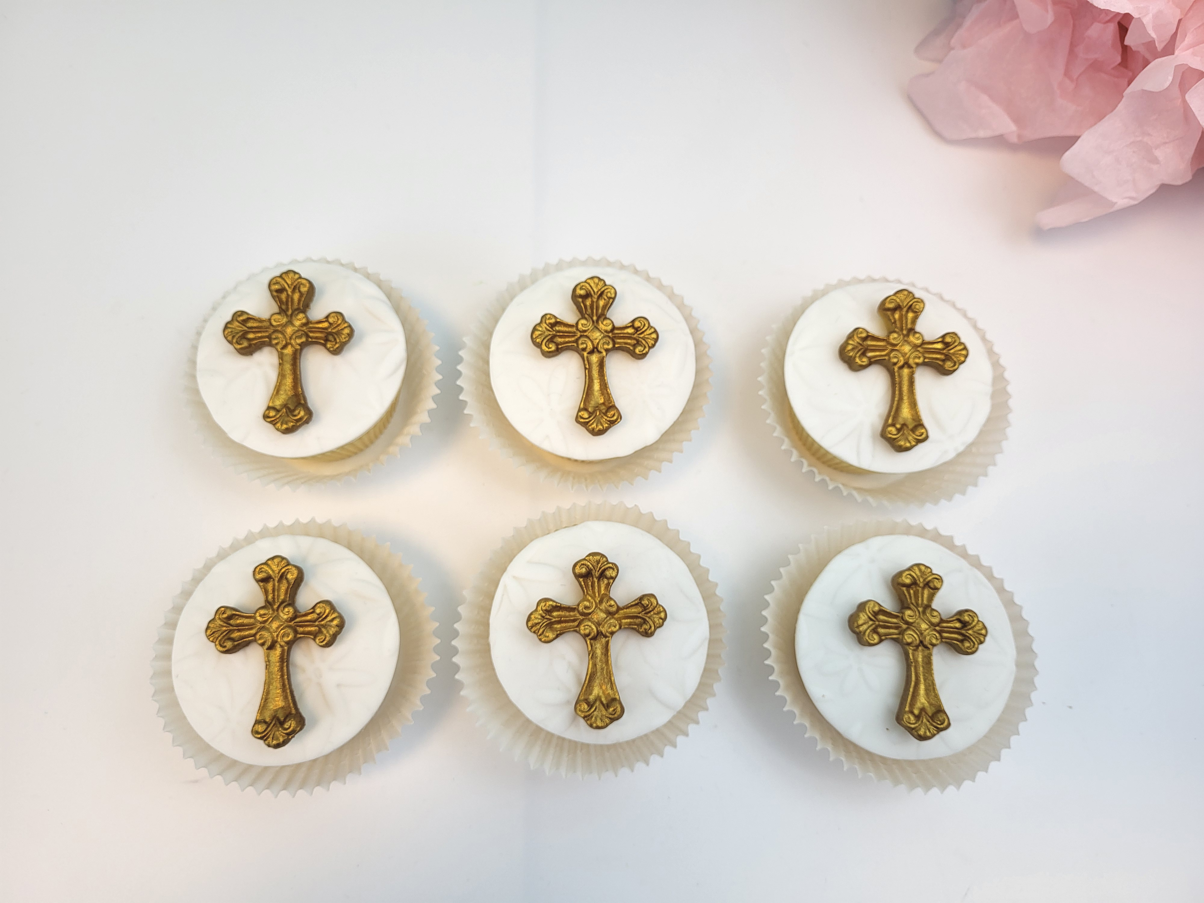 Zuckerdekoration Kreuz  6-teilig in Gold