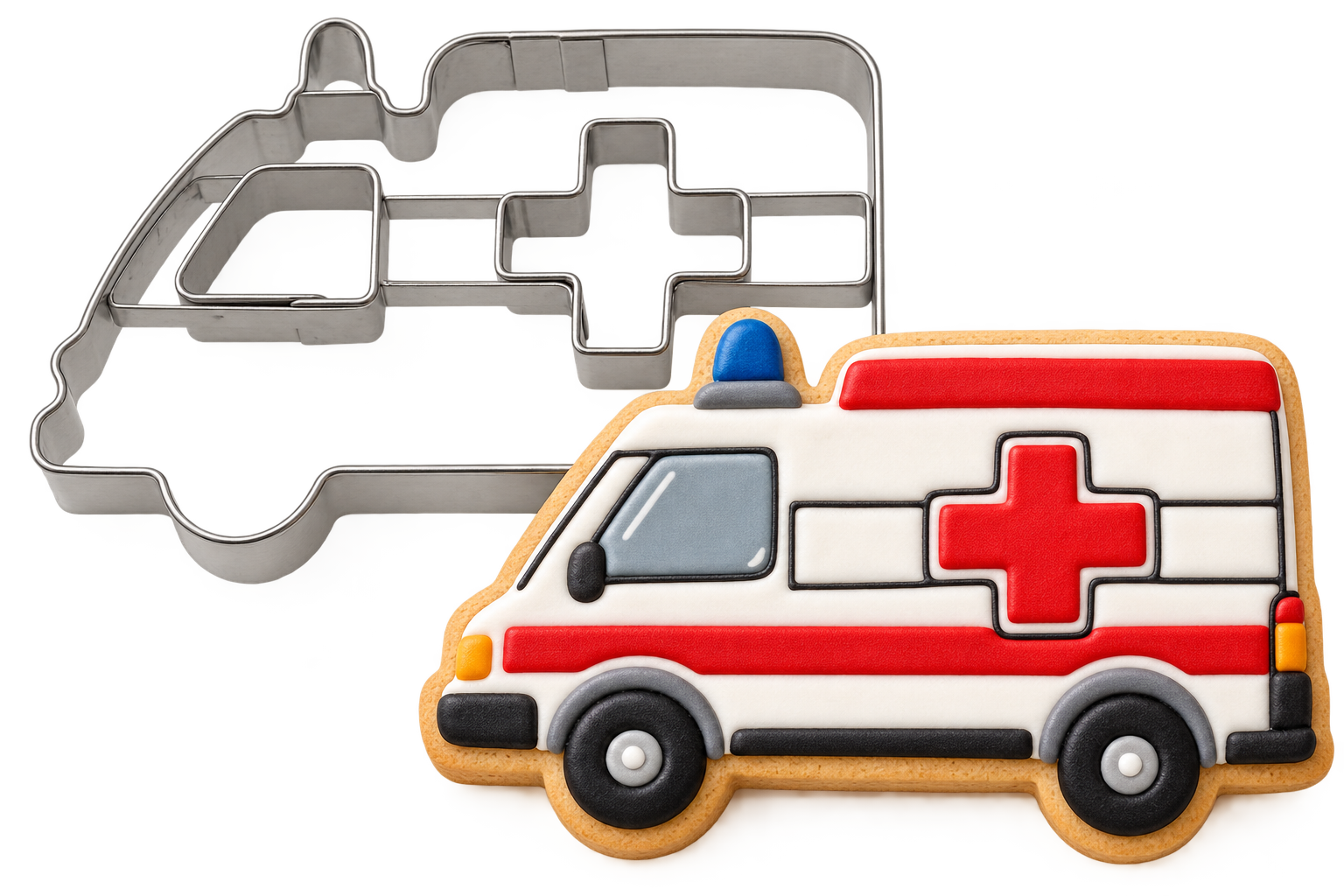 Ausstechform Krankenwagen mit Innenprägung | 8 cm
