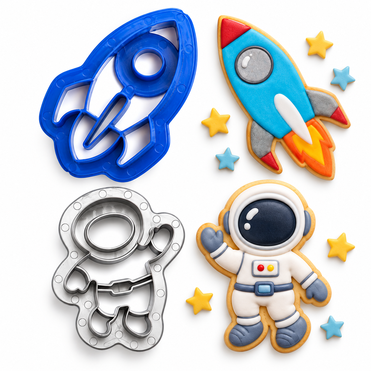 Ausstecher Weltraum – Astronaut & Rakete im 2er Set