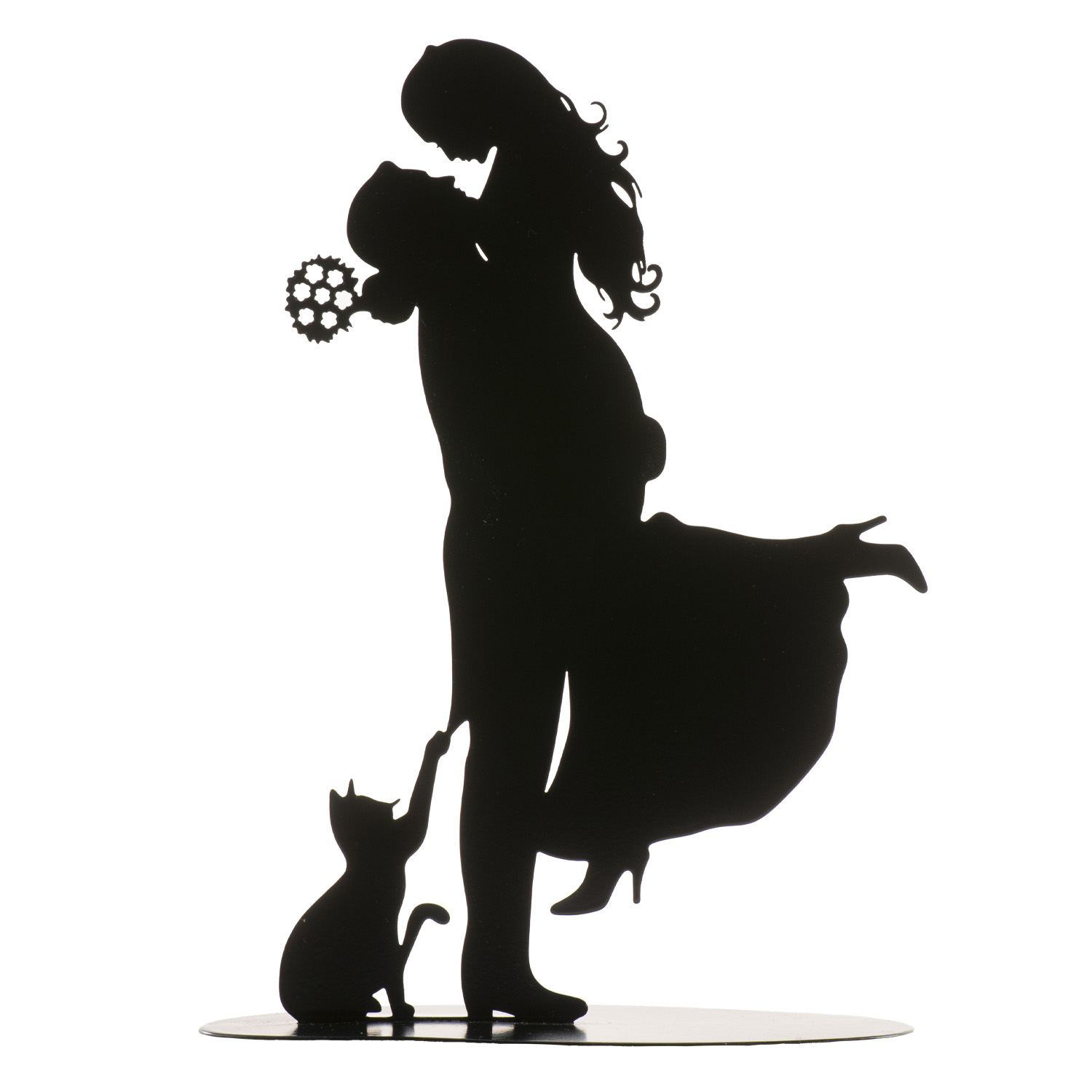 Cake Topper Brautpaar mit Katze – Eleganter Hochzeitstorten-Topper aus Acryl, ca. 19 cm