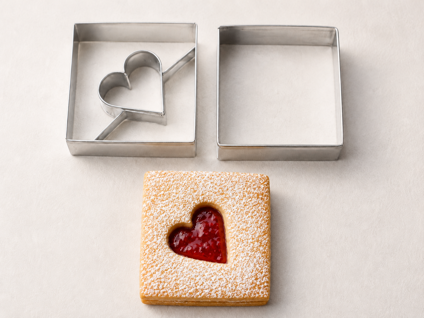 Linzer Ausstecher Quadrat mit Herz – 2-teilig