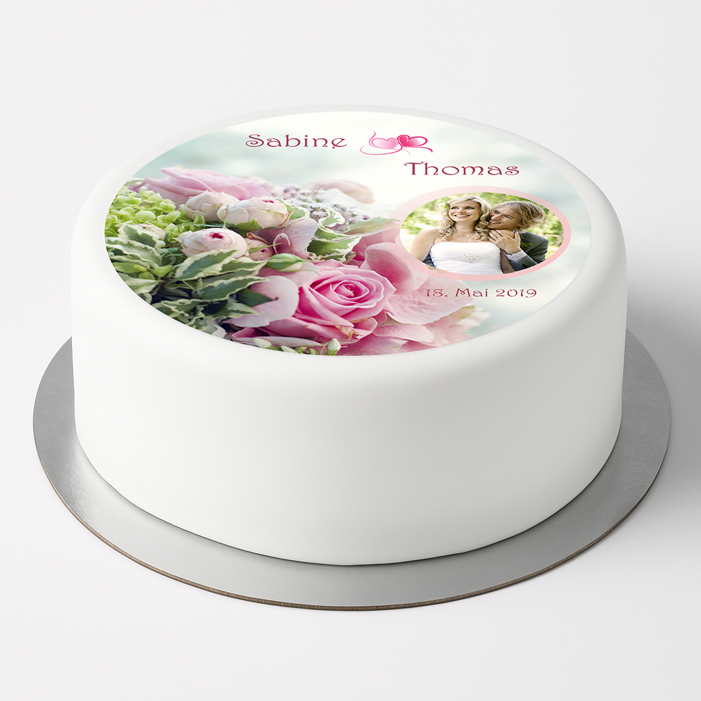Tortenaufleger „Hochzeit“ mit persönlichem Foto