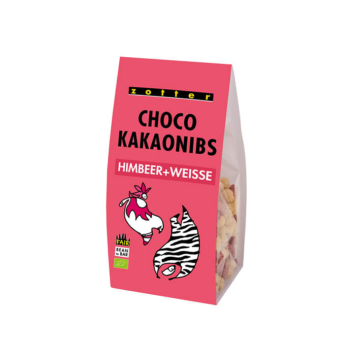 Zotter Schokolade Himbeer & Weiße Choco Kakaonibs