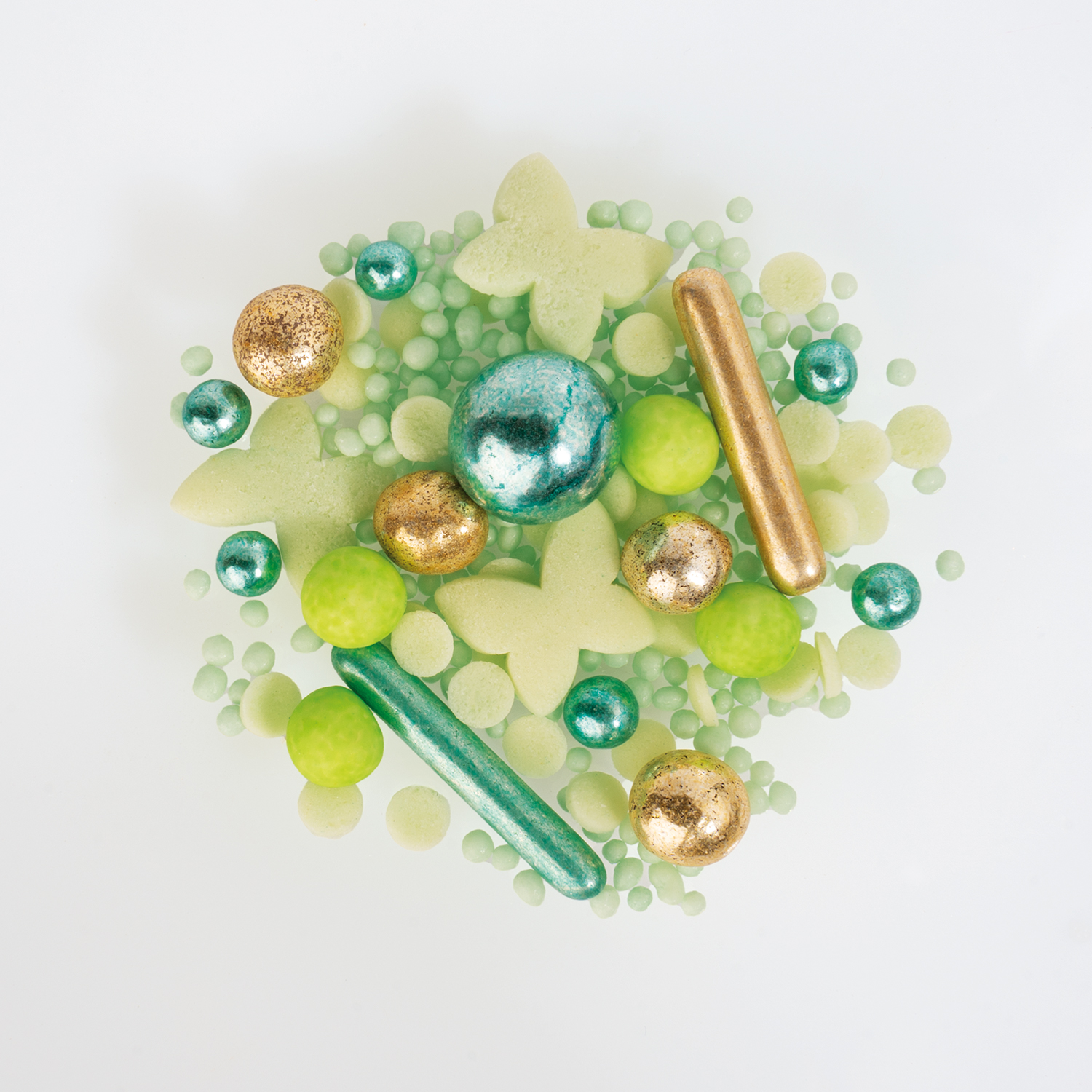 Streudekor „Fresh Mint“ (100 g) – Premium Streusel-Mix in Mint/Grün mit Gold- & Türkis-Akzenten