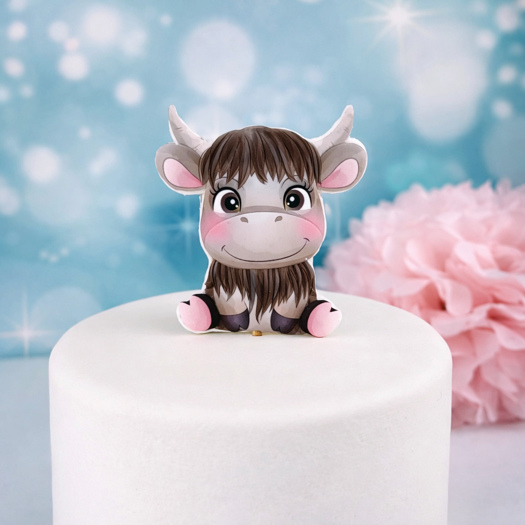 Kuh Tortentopper aus Fondant – handgefertigt | süße Tortenfigur für Kindergeburtstag & Bauernhof-Motto