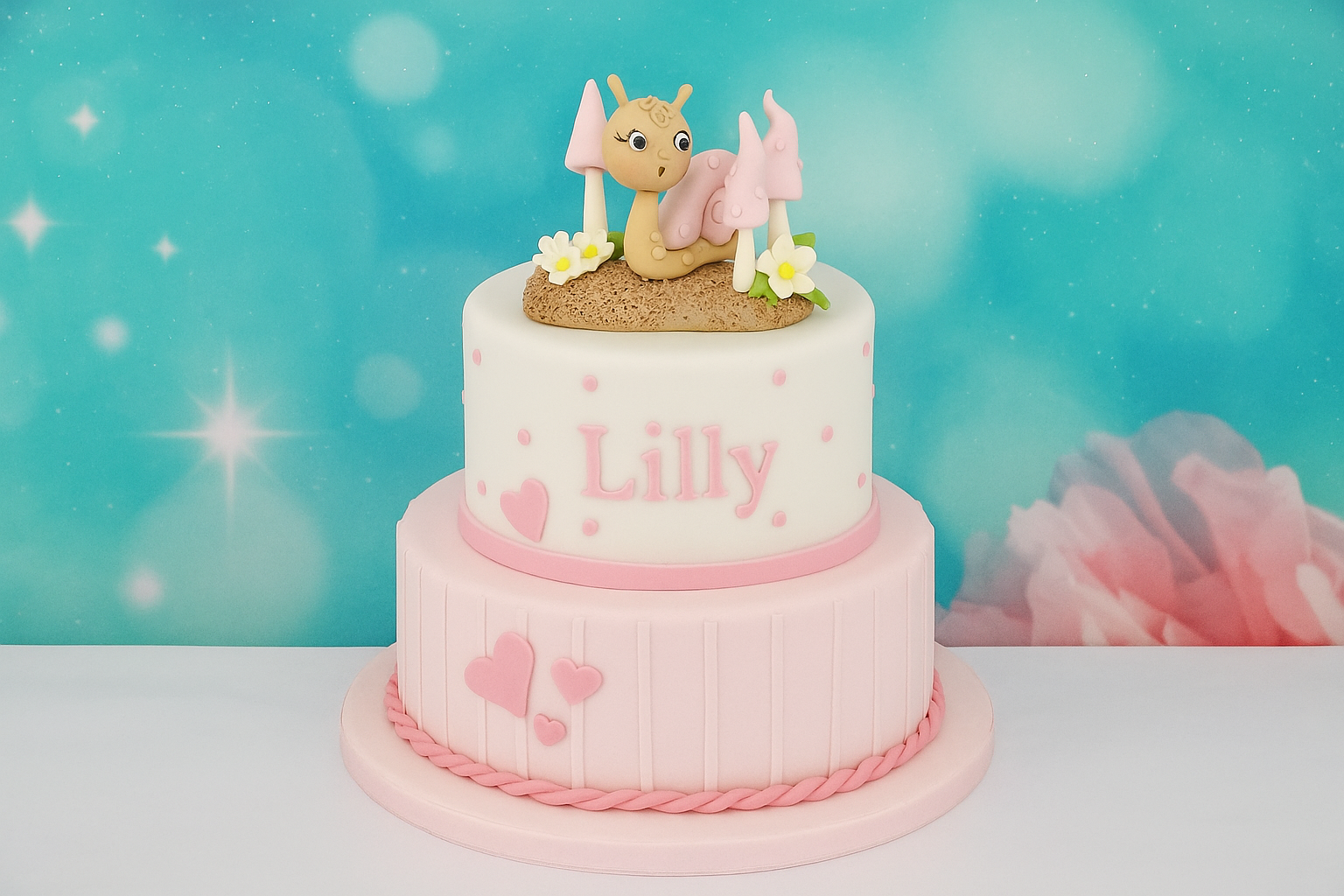 Tortenfigur „Schnecke mit Waldpilzen“