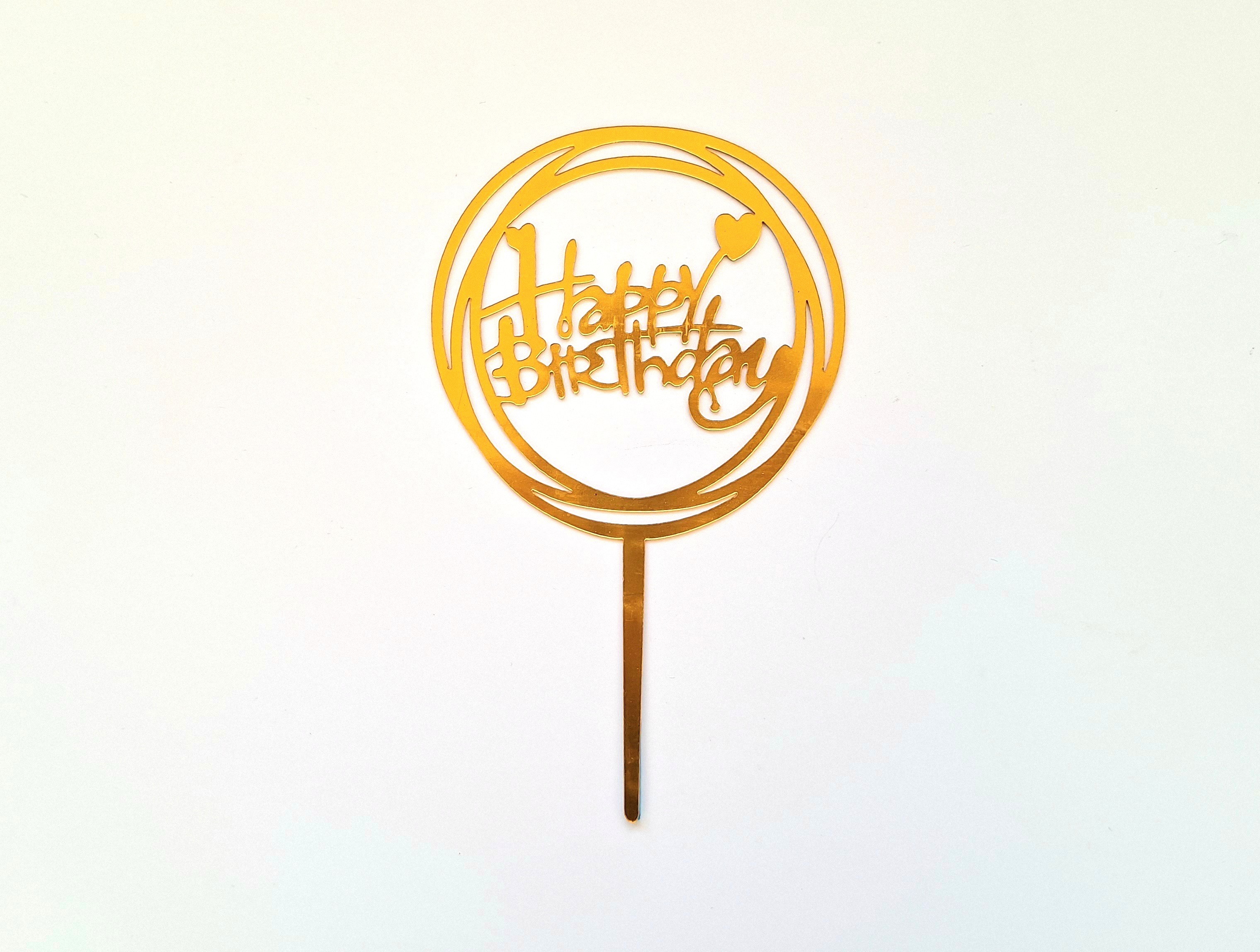 Cake Topper Happy Birthday gold 