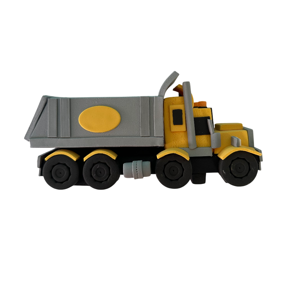 Tortenfigur LKW - Baustellenkipper – Handmodellierte Tortendeko (17,5 cm)