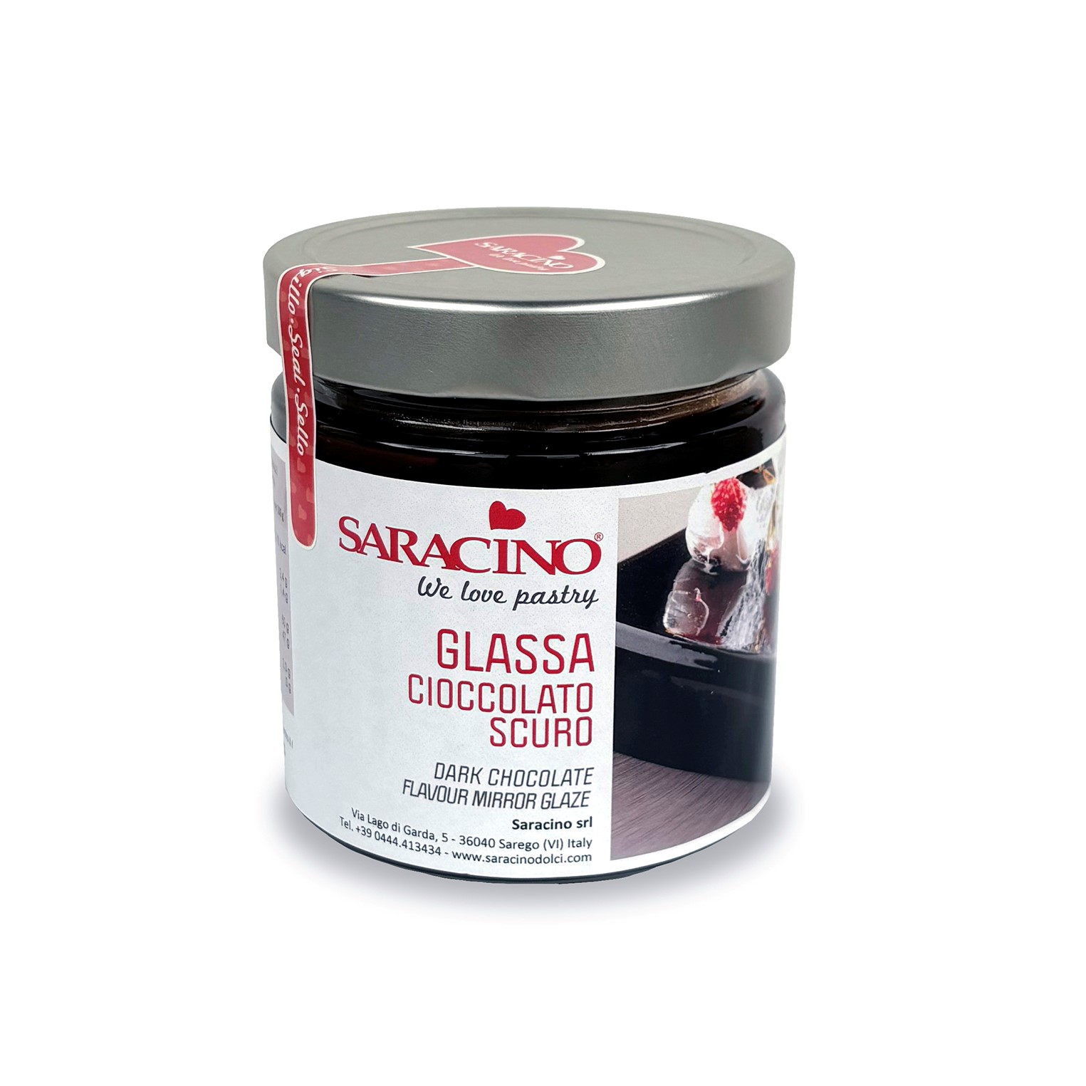 Mirror Glaze Spiegelglasur 350g dunkle Schokolade Saracino 