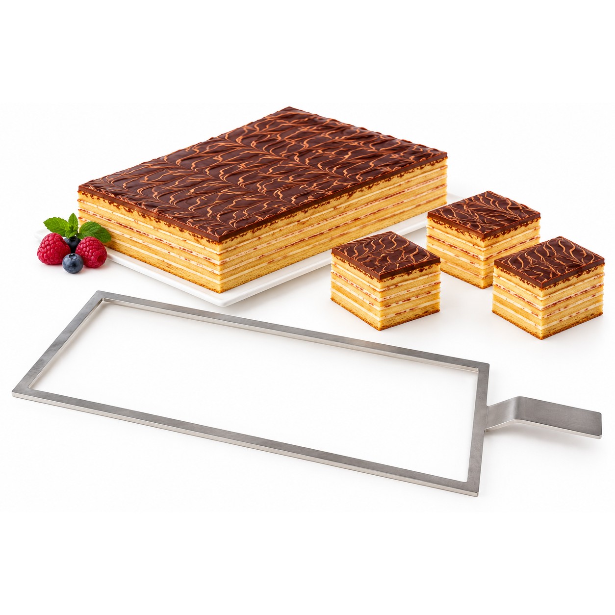 Streichrahmen eckig 34 × 17 cm – Edelstahl mit Handgriff für Schnitten