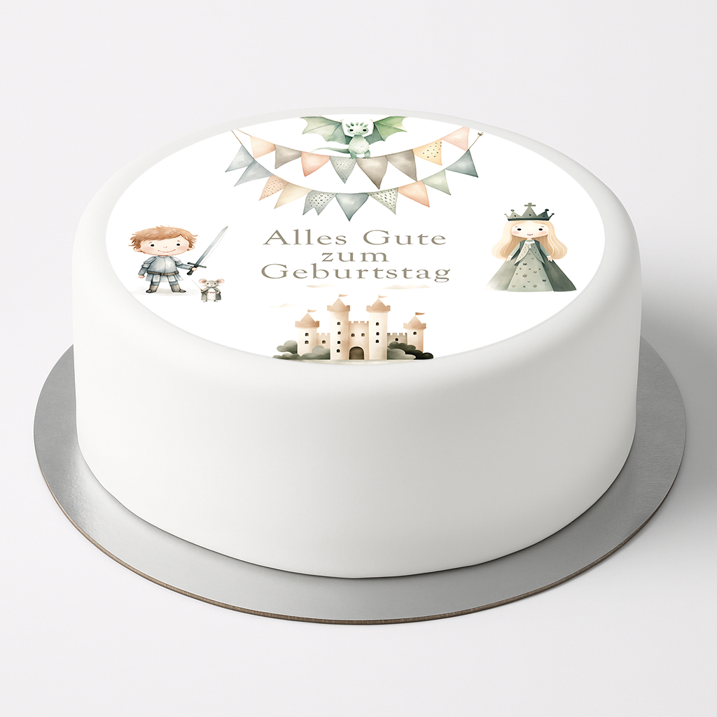 Tortenaufleger Ritter & Prinzessin „Alles Gute zum Geburtstag“