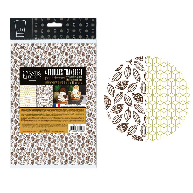 Schokoladen-Transferfolien Set (4 Stück) – Kakao & geometrische Muster