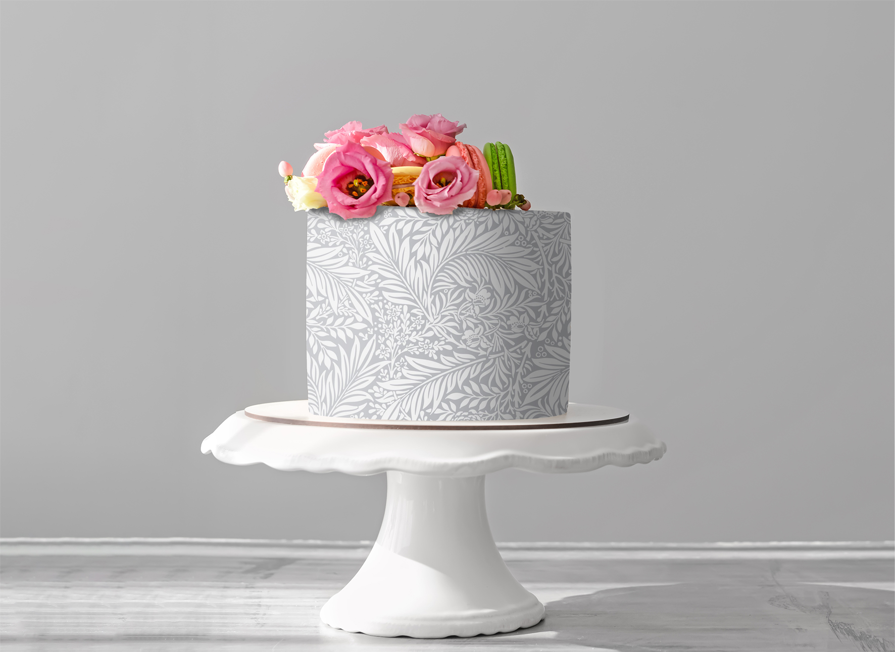 Deko Fondant Blumenmuster grau