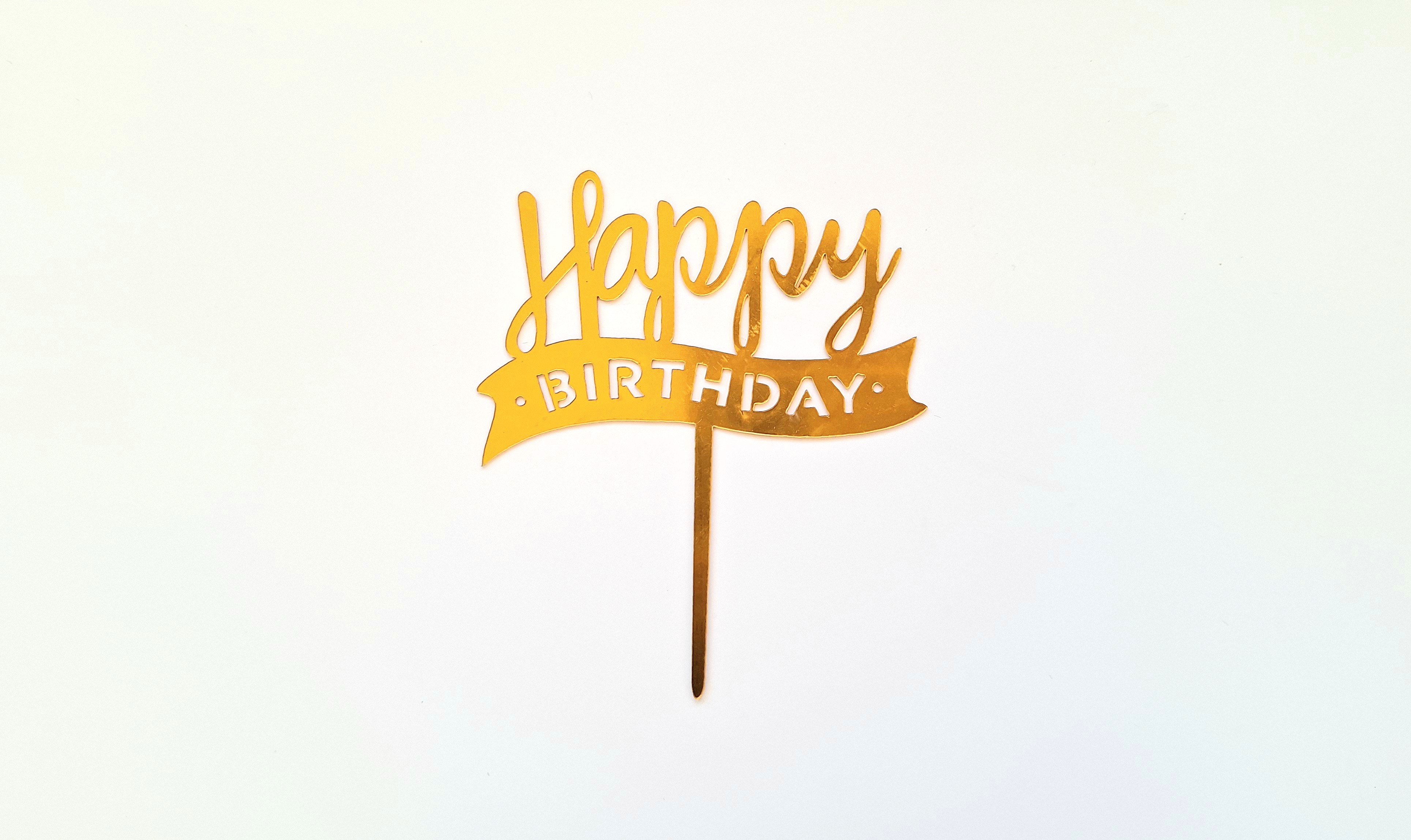 Cake Topper Happy Birtdhay gold