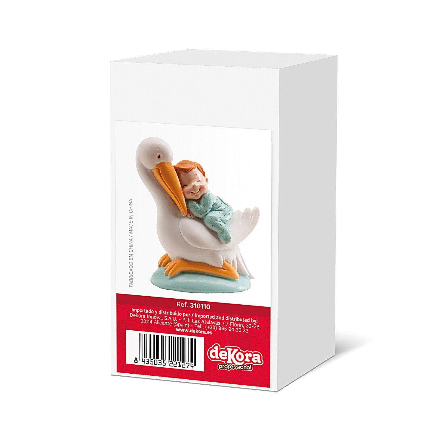 Tortenfigur „Storch schlafend – Blau“ – 10 cm