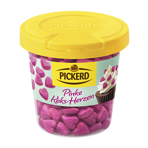 Pinke Keksherzen (60 g) als essbare Tortendeko – knusprige Keks-Herzen in Pink, PICKERD Art.-Nr. 40063