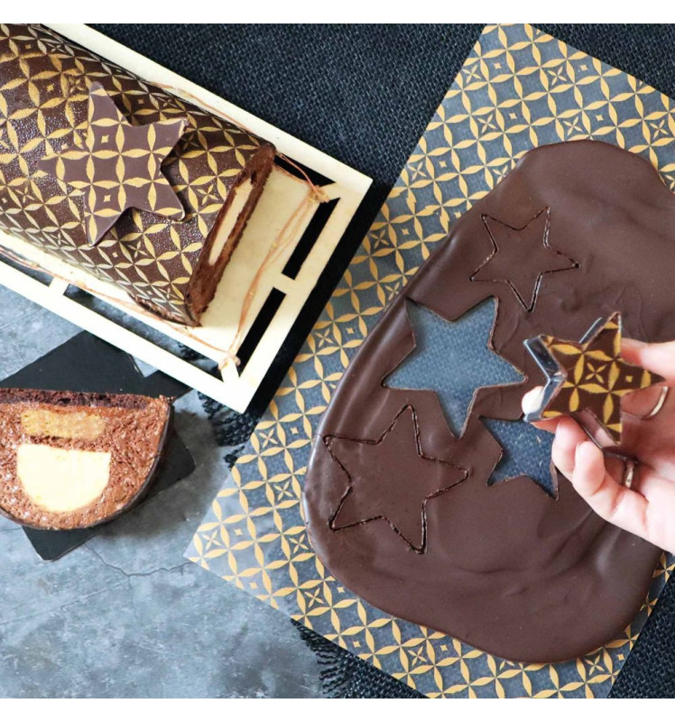 2 Schokoladen Transfer- Abziehfolien Transferfolien für Bûche – Motiv Couture