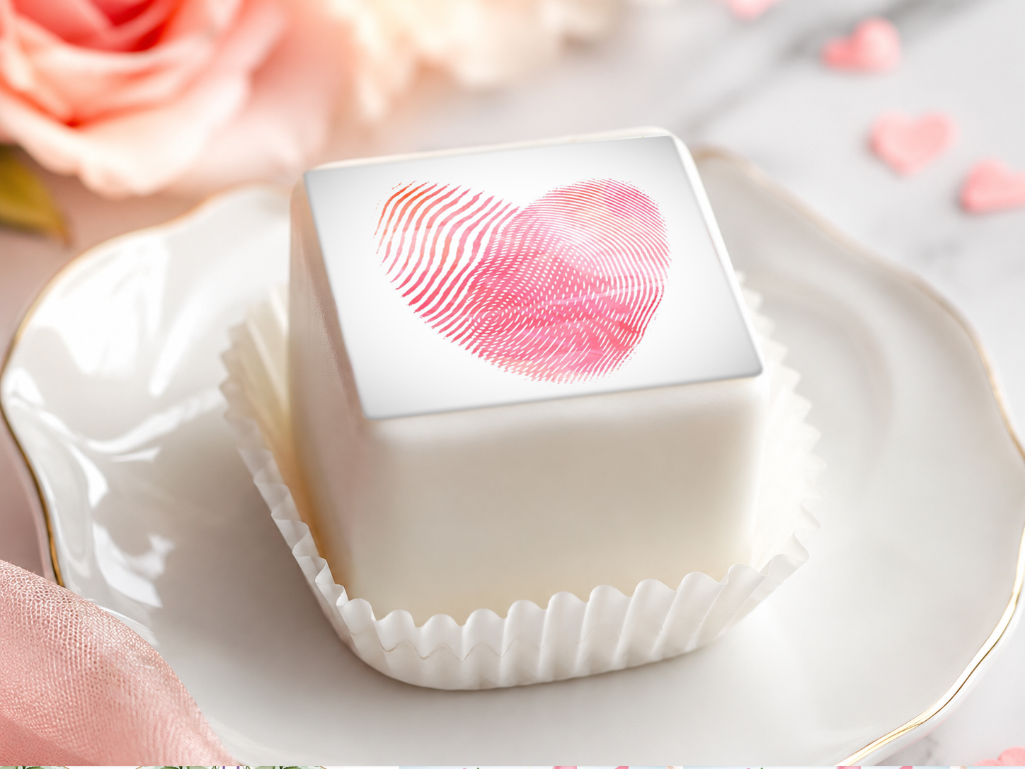 Petit Four Aufleger Herz – 24 essbare Aufleger für Petit Fours & Gebäck