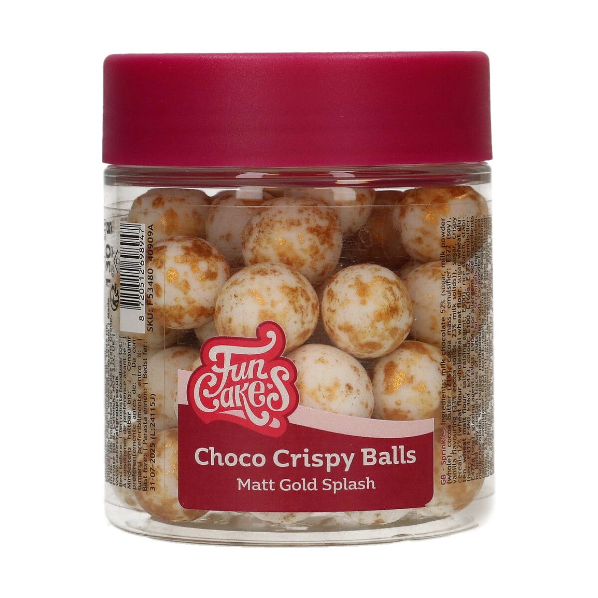 FunCakes Choco Crispy Balls - Matt Gold Splash 130g