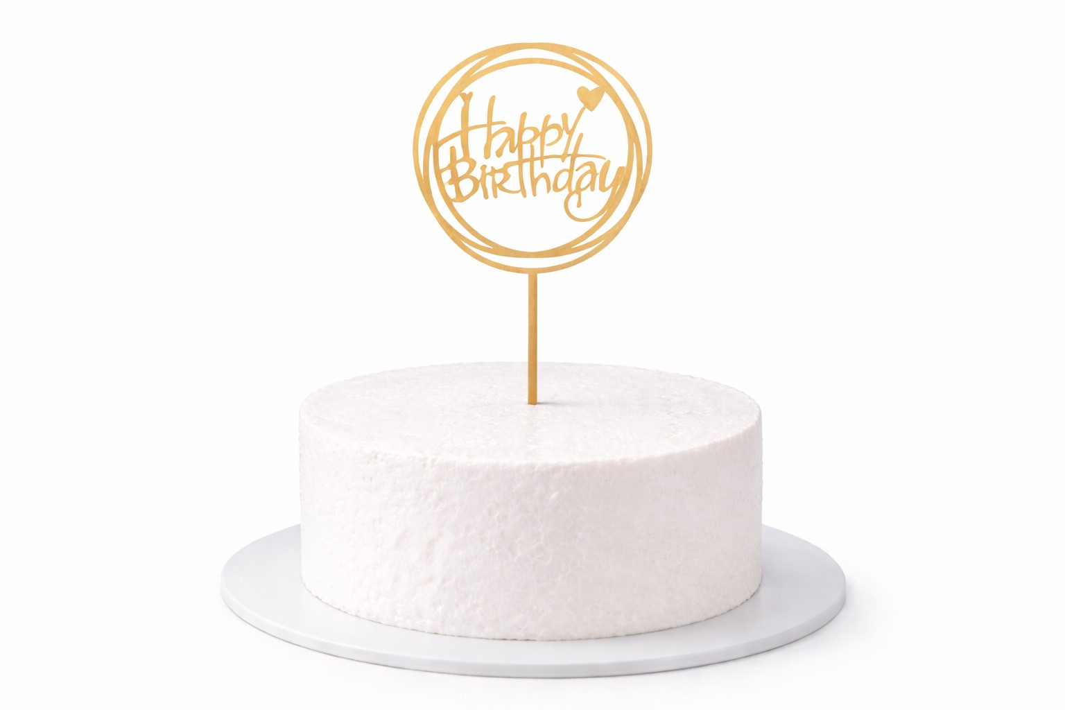 Runder Caketopper mit Schriftzug Happy Birthday in rundem Design als Tortendeko für Geburtstag