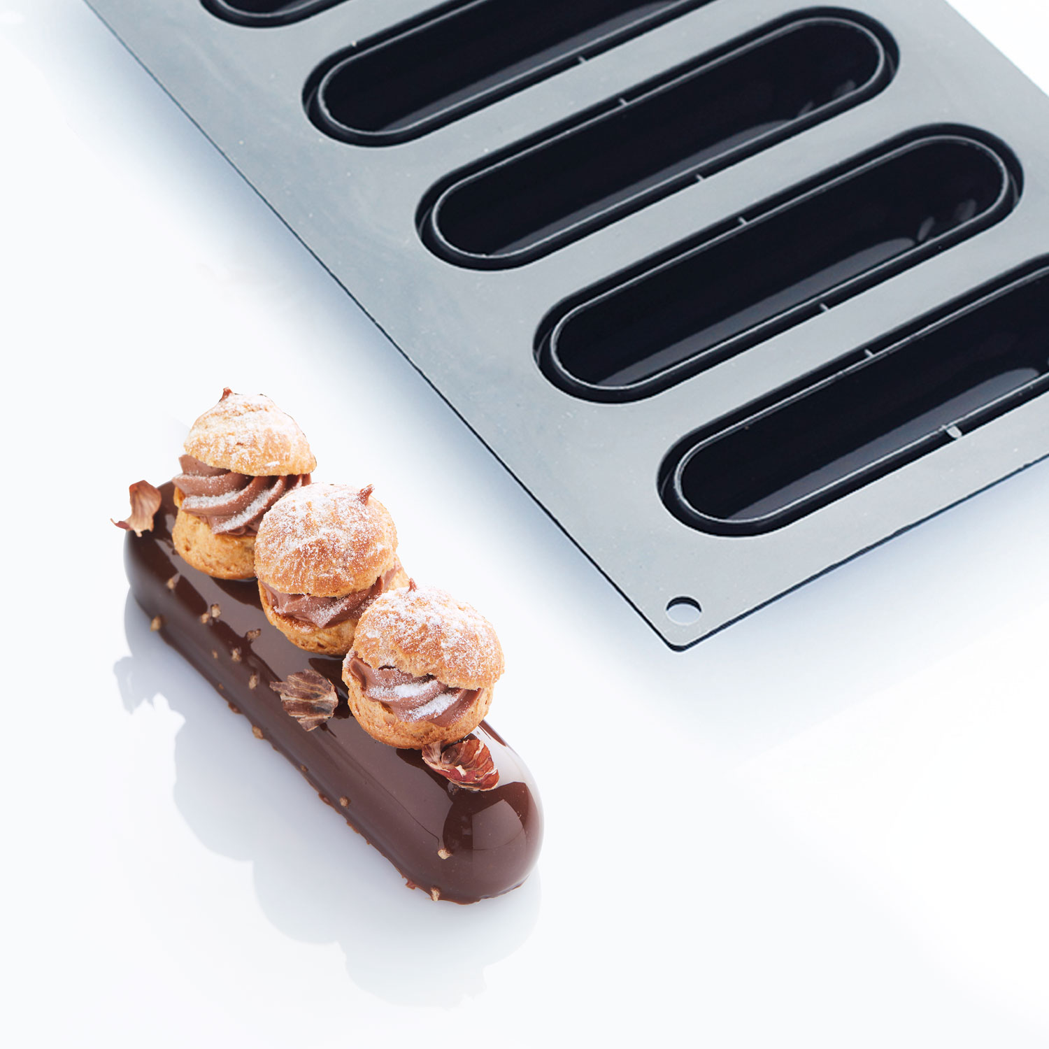 Martellato Eclair Silikonform BlackSil – Eclairform für 6 Monoporzionen
