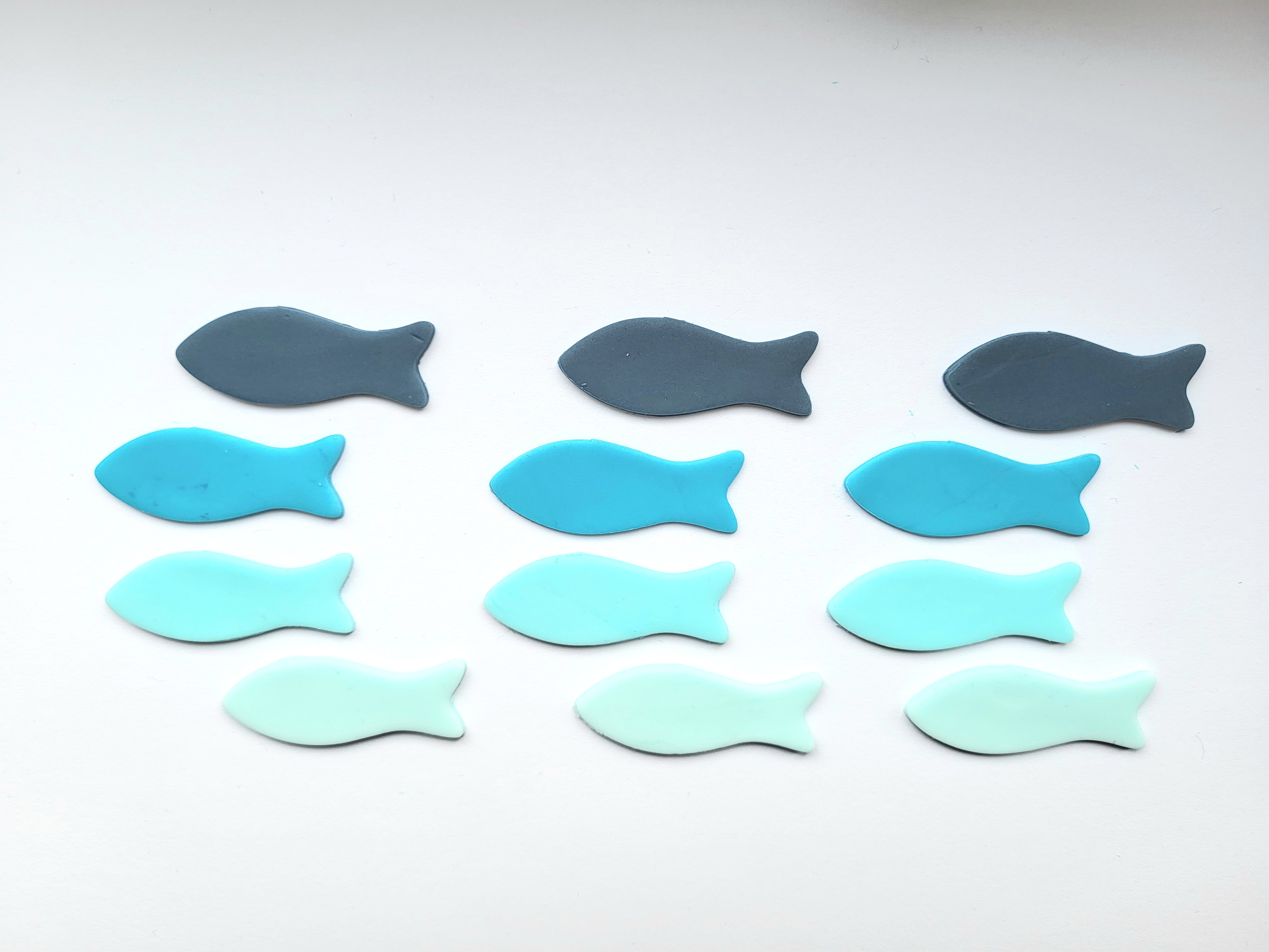 Zuckerdekoration Fische 12 tlg blau