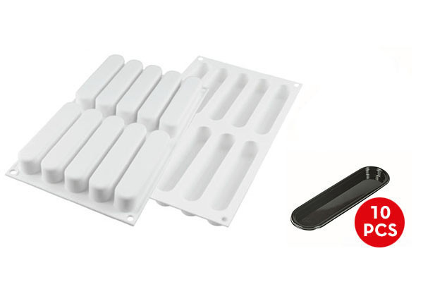 Silikomart Fashion Eclair 80 Kit – 10 Teller Cutter für kreative Eclairs