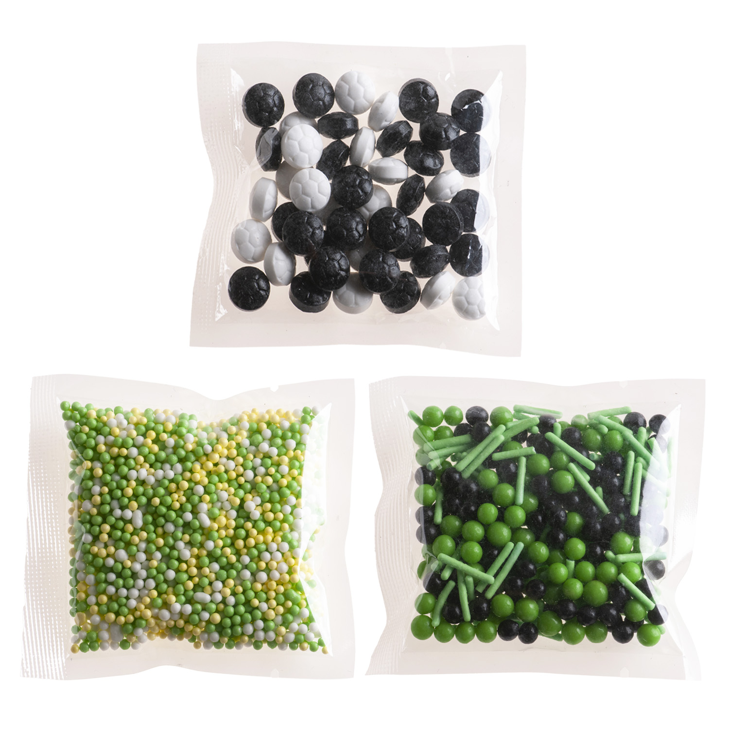 Fußball Streusel Mix 70 g – 3-fach Zuckerdekor für Torten & Cupcakes