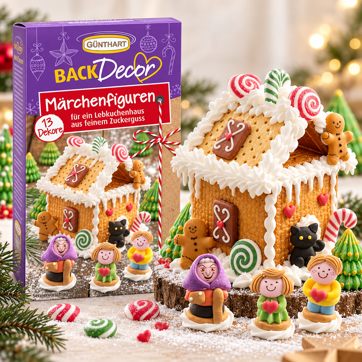 10 St. Zucker-Märchenfiguren – Essbare Figuren für Lebkuchenhaus & Weihnachtsdeko