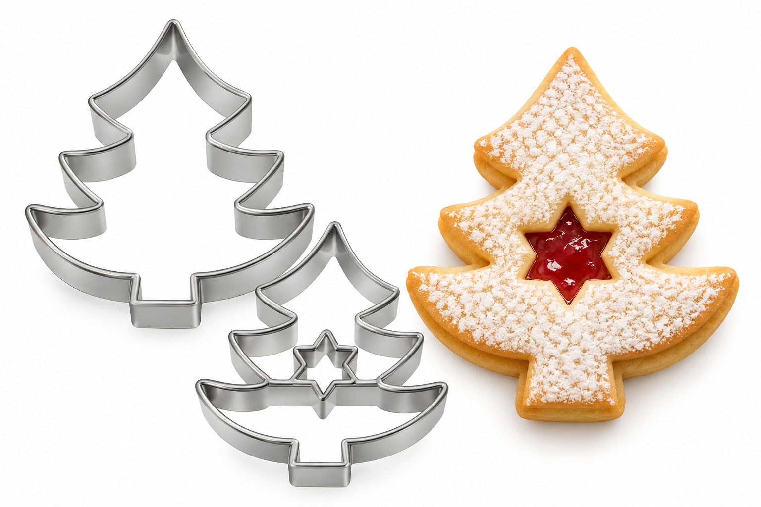 Linzer Ausstecher Tanne mit  Stern 2 teilig