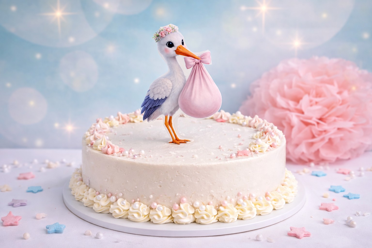 Storch Cake Topper aus Fondant
