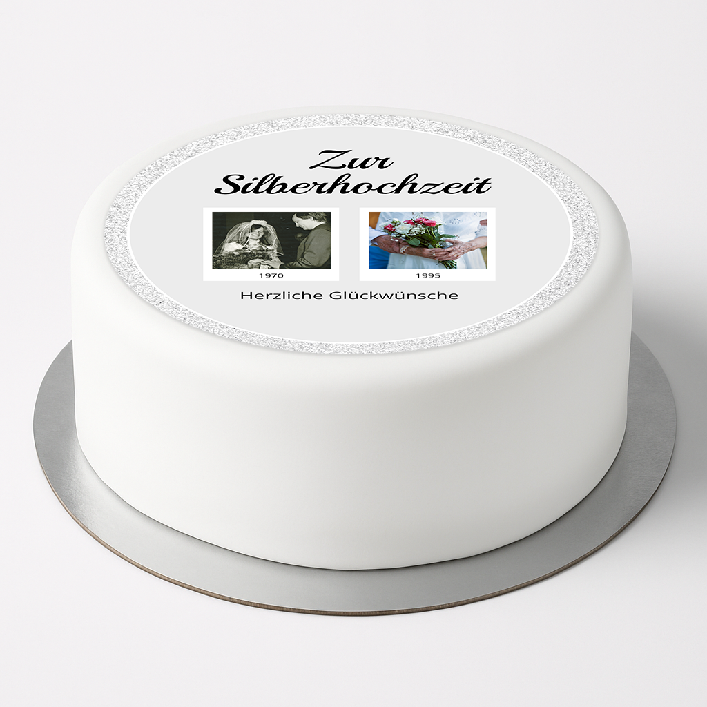 Tortenaufleger Silberhochzeit mit eigenem Foto