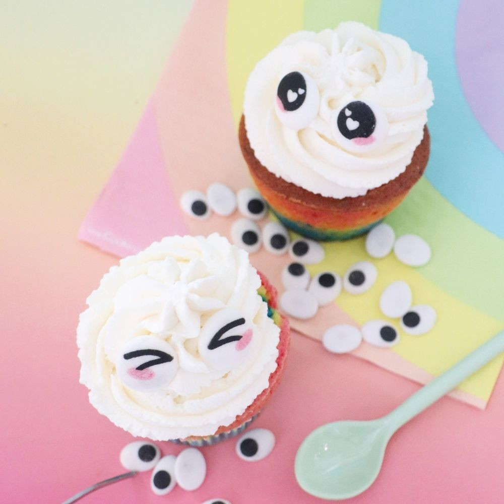 Kawaii Zuckeraugen 24 Stück – essbare Tortendeko