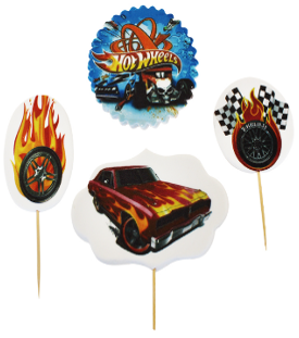 Caketopper Set „Hot Wheels“ – 4-teilig aus essbarer Zuckermasse