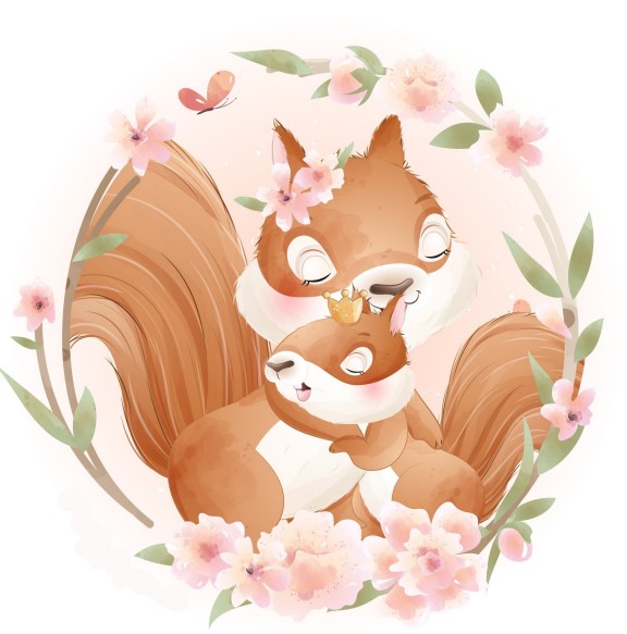 Muffinaufleger Eichhörnchen – Waldtiere Cupcake Deko mit Blumen