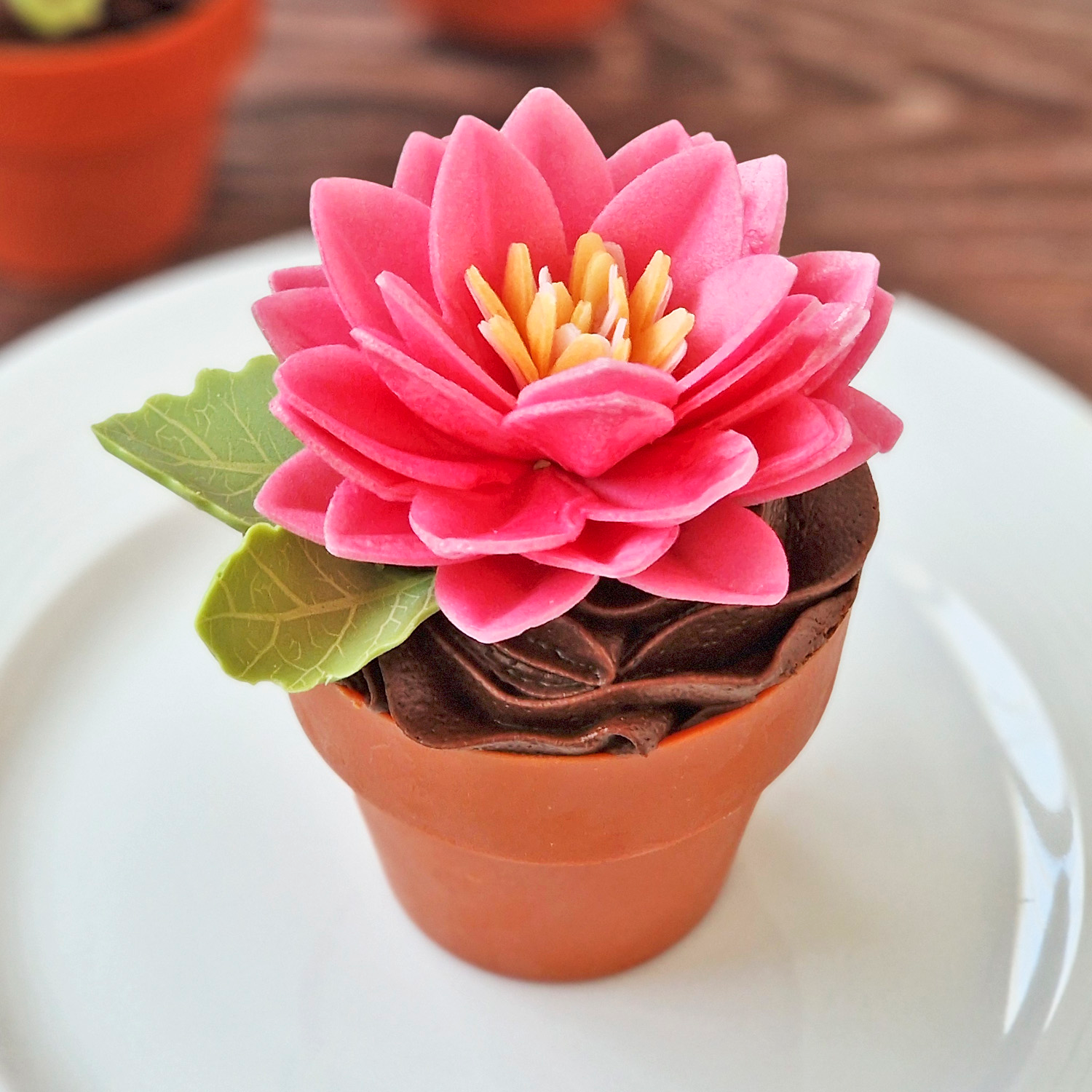 🪴 Essbare Blumentöpfe aus Schokolade – Cupcake & Cake Deko (VE 14 Stück)