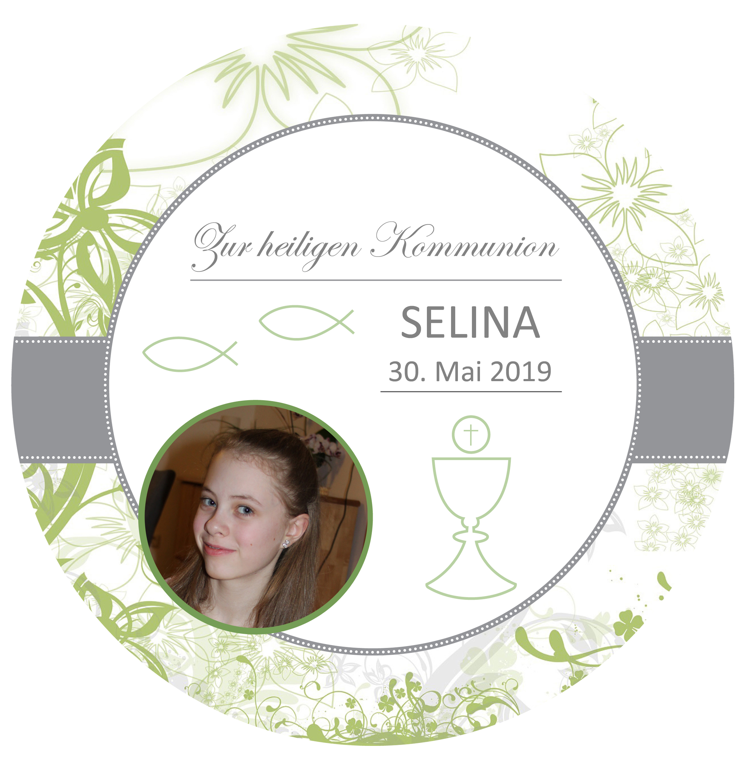 Tortenaufleger „Zur heiligen Kommunion“ mit persönlichem Foto