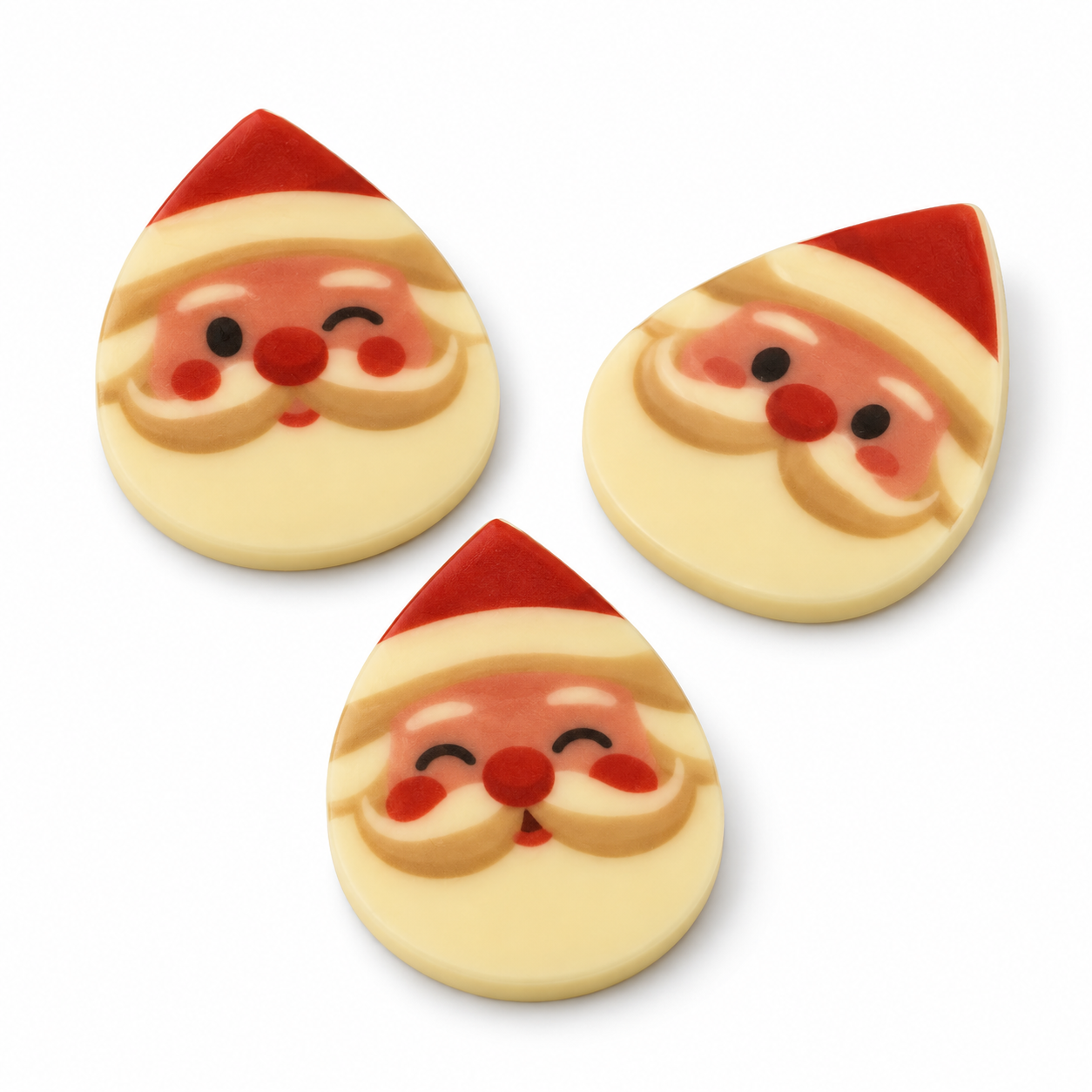 Weihnachtsmann-Schokoladenaufleger aus weißer Schokolade – ca. 2,8 × 4 cm